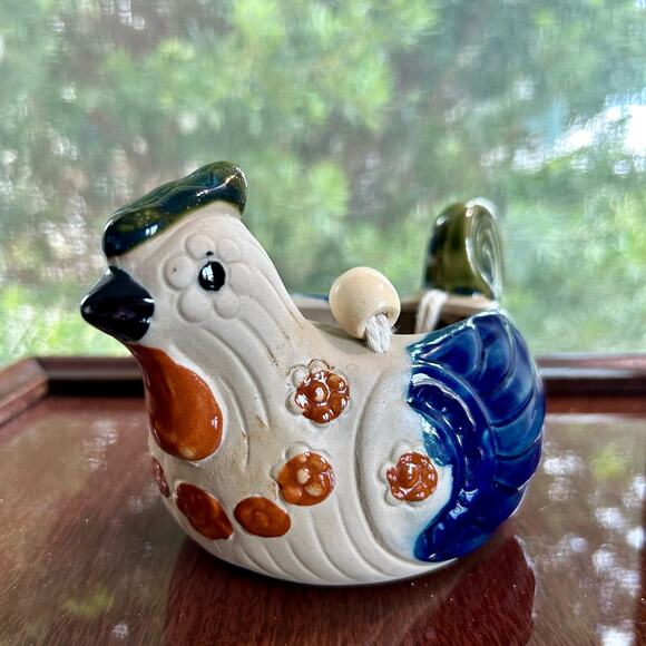 Vintage Stoneware Bird Planter Hanging Ceramic Chicken Quail - Picture 1 of 16
